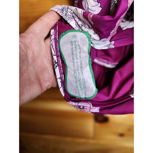 Plus Sz Freshwater Purple Floral Surplice Cross Lace Back One-Piece Swimsuit 3X - Picture 5 of 13